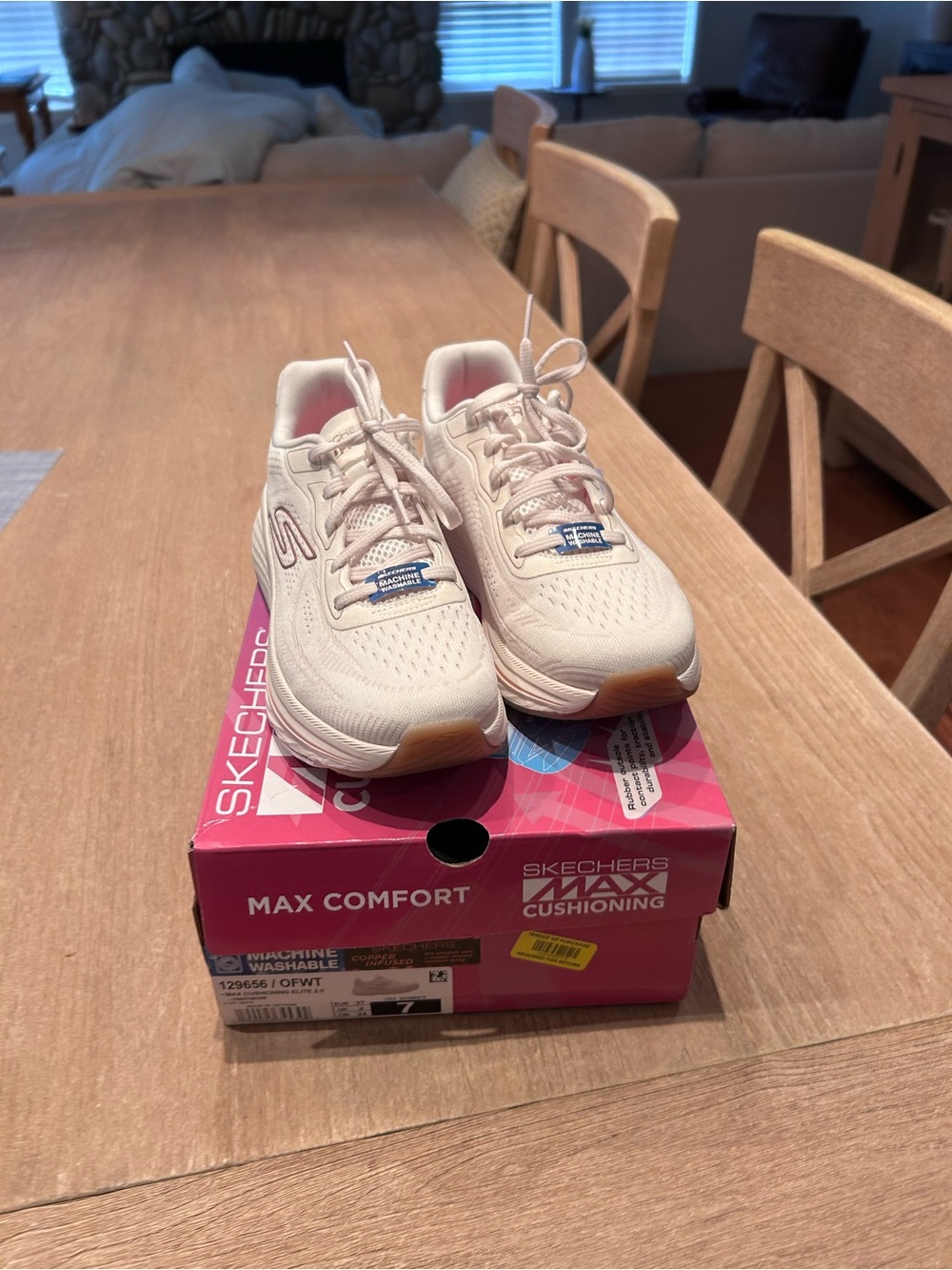 Skechers Women’s Cream/Blush Max Comfort Athletic Sneakers